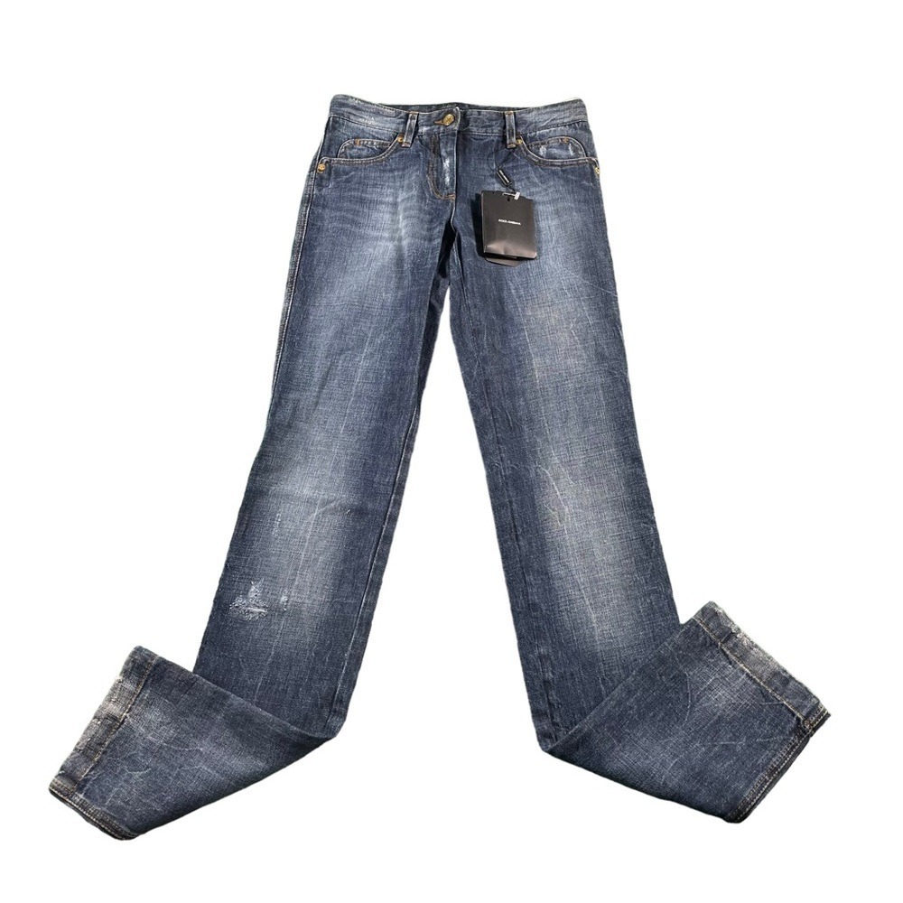 NWT Dolce & Gabanna Jeans Womens Sz 38 US Sz 28 Blue Slightly Distressed style